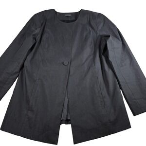 Eileen Fisher Blazer Womens Size M Black Jacket Single Button Long Sleeve